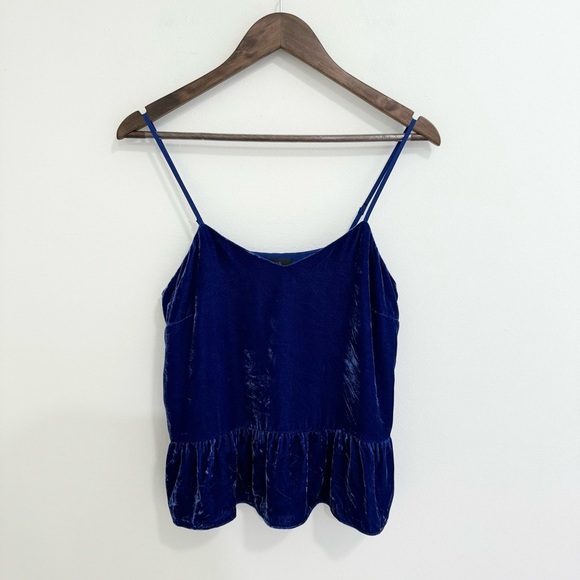 J Crew Royal Blue Velvet Peplum Tank - Picture 1 of 6